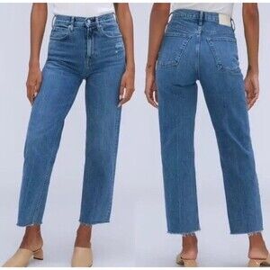 Everlane Women's Distressed Cotton The Way High Jeans Size 26